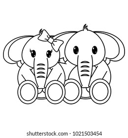 line couple elephant cute animal together