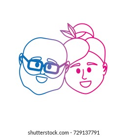 line couple head together with hairstyle design