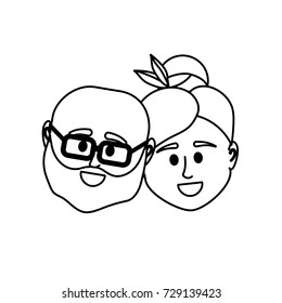 line couple head together with hairstyle design