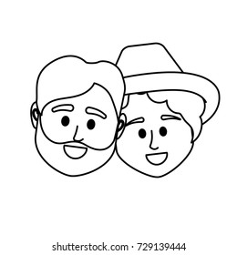 line couple head together with hairstyle design