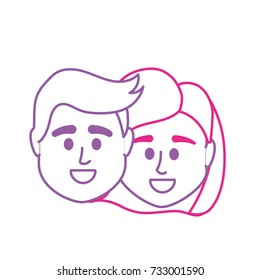 line couple head together with hairstyle design