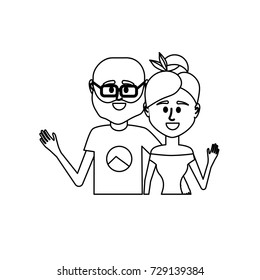 line couple together with casual clothes