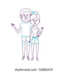 line couple together with clouthes design
