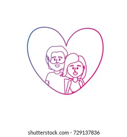 line couple together inside heart design