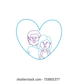 line couple together inside heart design