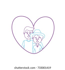 line couple together inside heart design