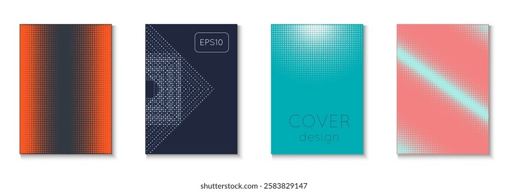 Line Cover Set. Summer Circles With Modern Art. Dynamic Elements In 2d Presentation. Dot Flyer. Minimalist Book Texture. Geometric Business Poster. Trendy Line Cover