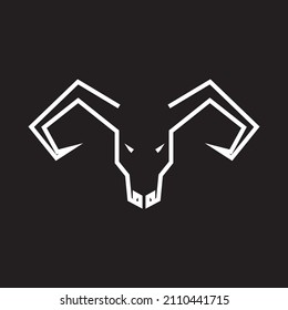 line cow unique horn logo design, vector graphic symbol icon sign illustration