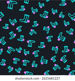 Line Cowboy boot icon isolated seamless pattern on black background.  Vector