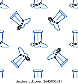 Line Cowboy boot icon isolated seamless pattern on white background. Colorful outline concept. Vector