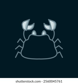 Line Crab icon isolated on black background. Flat filled outline style with shadow. Vector