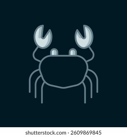 Line Crab icon isolated on black background. Flat filled outline style with shadow. Vector