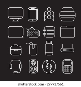 line craft icons for business with computer theme