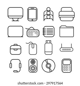 line craft icons for business with computer theme