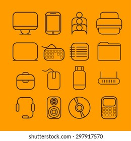 line craft icons for business with computer theme