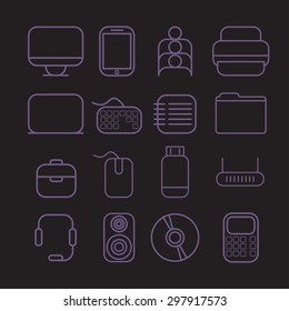 line craft icons for business with computer theme
