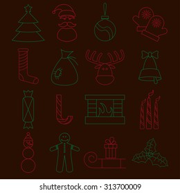 line craft vector icons set of christmas theme
