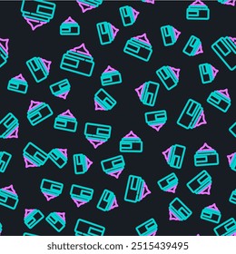 Line Cream or lotion cosmetic tube icon isolated seamless pattern on black background. Body care products for woman.  Vector