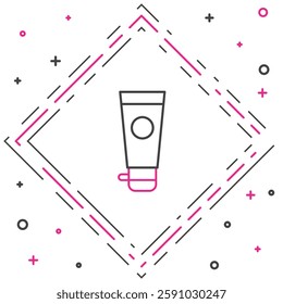 Line Cream or lotion cosmetic tube icon isolated on white background. Body care products for men. Colorful outline concept. Vector Illustration