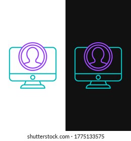Zeile Erstellen Sie ein Account-Symbol einzeln auf weißem und schwarzem Hintergrund. Farbiges Rahmenkonzept. Vektorgrafik
