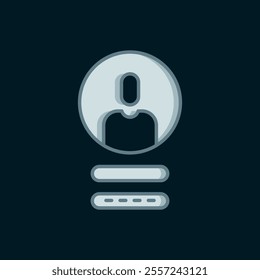 Line Create account screen icon isolated on black background. Flat filled outline style with shadow. Vector