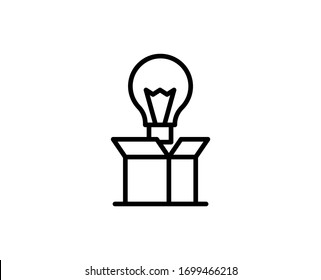 Icono de cuadro de línea creativa aislado en fondo blanco. Símbolo de esquema para diseño de sitio web, aplicación móvil, ui. Pictograma de caja creativa. Ilustración vectorial, derrame editorial. Eps10