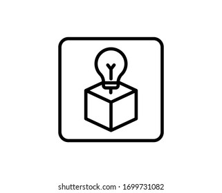 Line Creative box icon isolated on white background. Outline symbol for website design, mobile application, ui. Creative box pictogram. Vector illustration, editorial stroke. Eps10