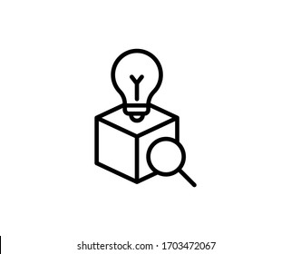 Line Creative box icon isolated on white background. Outline symbol for website design, mobile application, ui. Creative box pictogram. Vector illustration, editorial stroke. Eps10