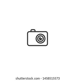line creative camera. Flat icon isolated on white. vector illustration. Summer adventures symbol. Shoot, create, upload photo button. Vacation symbol