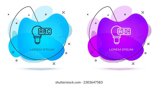Line Creative lamp light idea icon isolated on white background. Concept ideas inspiration, invention, effective thinking, knowledge and education. Abstract banner with liquid shapes. Vector