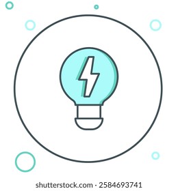 Line Creative lamp light idea icon isolated on white background. Concept ideas inspiration, invention, effective thinking, knowledge and education. Colorful outline concept. Vector