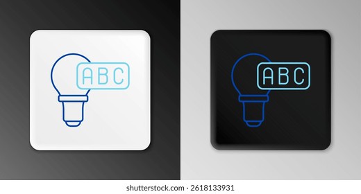 Line Creative lamp light idea icon isolated on grey background. Concept ideas inspiration, invention, effective thinking, knowledge and education. Colorful outline concept. Vector