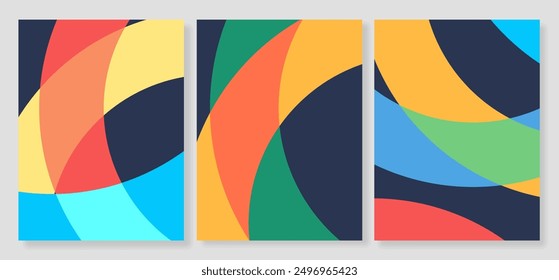línea creativa de arte abstracto moderno de fondo de diseño de tarjetas gráficas conjunto A4. Formas de plástico efecto geométrico y superposición. Ilustración vectorial fluida para Anuncio, cubierta, etiqueta mínima colorida semitono
