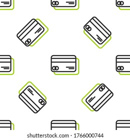 Line Credit card icon isolated seamless pattern on white background. Online payment. Cash withdrawal. Financial operations. Shopping sign.  Vector Illustration