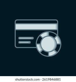 Line Credit card icon isolated on black background. Online payment. Cash withdrawal. Financial operations. Shopping sign. Flat filled outline style with shadow. Vector