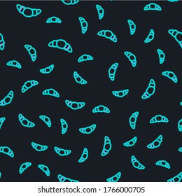 Line Croissant icon isolated seamless pattern on black background.  Vector Illustration