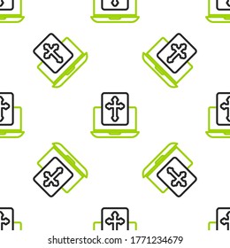 Cruce de línea en el icono de pantalla del portátil aislado patrón transparente en fondo blanco.  Ilustración vectorial