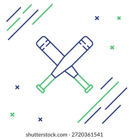 Linha Cruzada ícone de bastão de beisebol isolado no fundo branco. Conceito de contorno colorido. Vetor