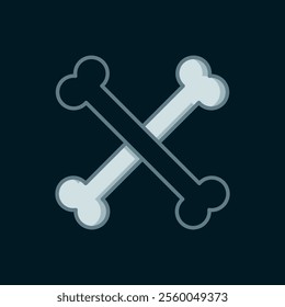 Line Crossed human bones icon isolated on black background. Flat filled outline style with shadow. Vector