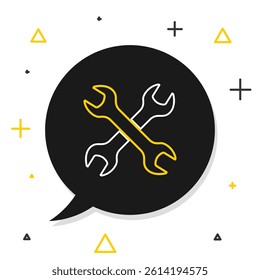 Line Crossed wrenchs icon isolated on white background. Spanner repair tool. Service tool symbol. Colorful outline concept. Vector