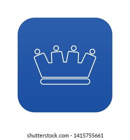 Line crown icon blue vector isolated on white background