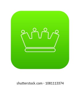 Line crown icon green vector isolated on white background