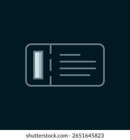 Line Cruise ticket for traveling by ship icon isolated on black background. Travel by Cruise liner. Cruises to Paradise. Flat filled outline style with shadow. Vector