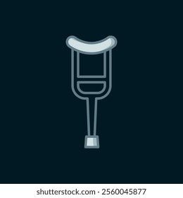 Line Crutch or crutches icon isolated on black background. Equipment for rehabilitation of people with diseases of musculoskeletal system. Flat filled outline style with shadow. Vector