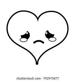line crying heart passion kawaii character