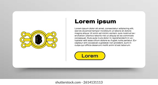 Line Cryptocurrency bitcoin in circle with microchip circuit icon isolated on white background. Blockchain technology, digital money market. Colorful outline concept. Vector