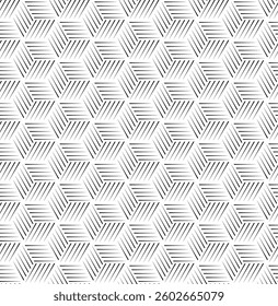 Line cube seamless pattern on white background. Vector geometric cube of seamless texture.