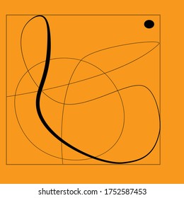 Line cubism abstract shape modern illustration. Orange and black
