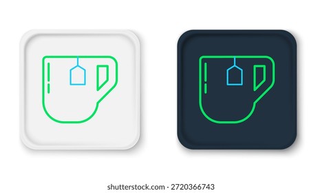 Línea de taza de té con icono de bolsita de té aislado sobre fondo blanco. Concepto de contorno colorido. Vector