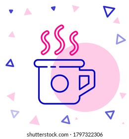Line Cup of tea icon isolated on white background. Sweet natural food. Colorful outline concept. Vector Illustration